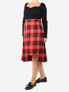 Junya Watanabe x Comme Des Garçons Red check pleated midi skirt - size L