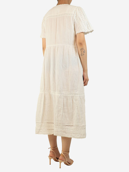 White short-sleeve cotton dress - size UK 12 alternate image