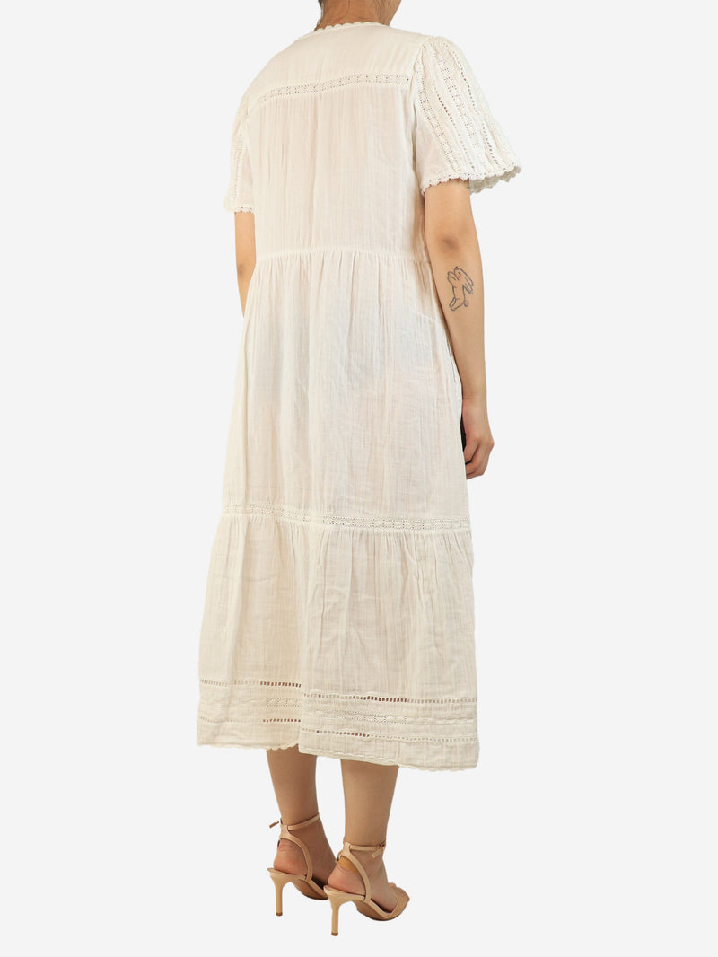 White short-sleeve cotton dress - size UK 12 Dresses Wyse 
