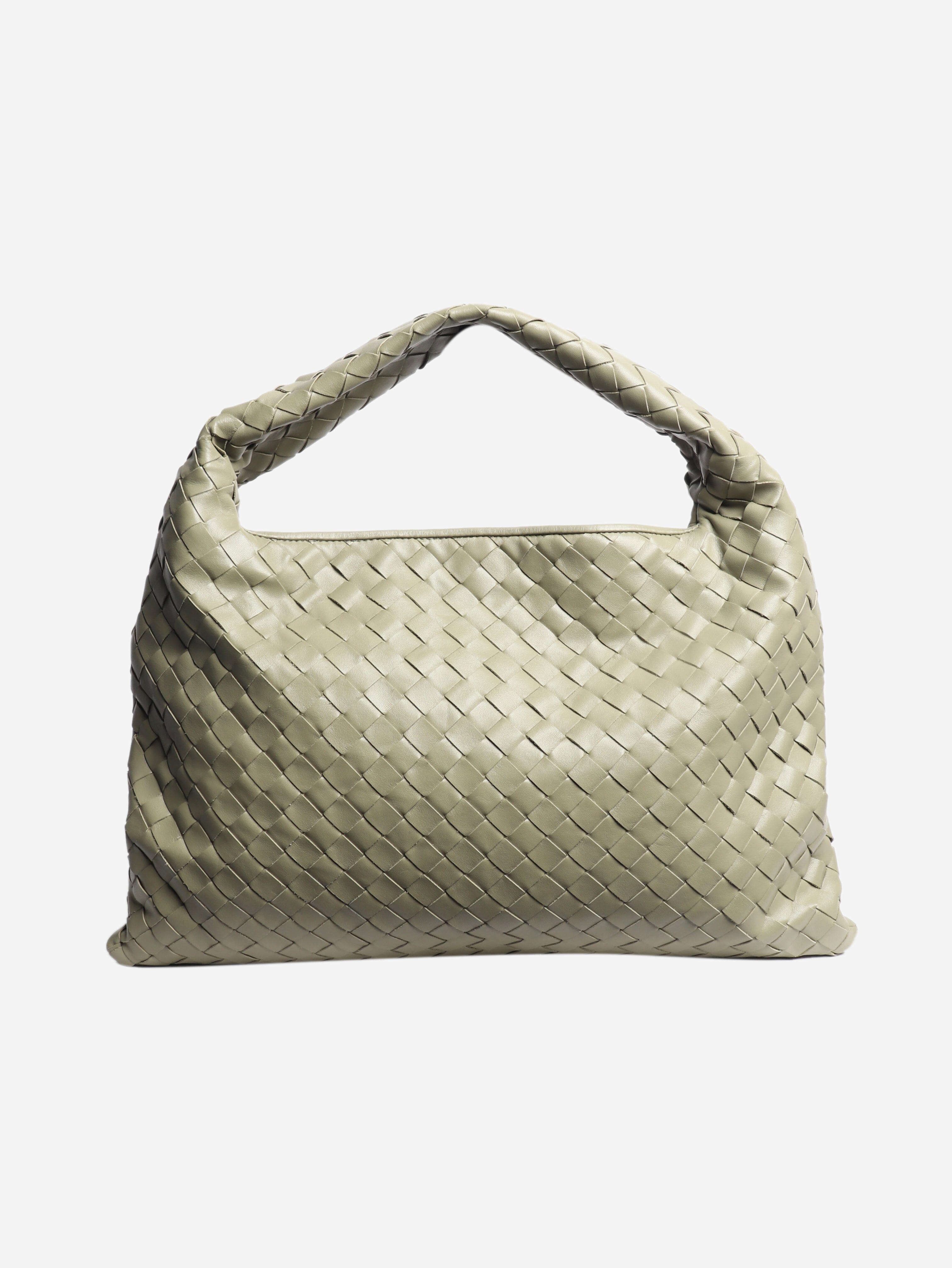 Sage green Hop Intrecciato leather shoulder bag