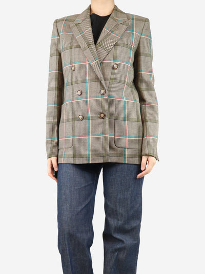 Neutral check double-breasted jacket - size UK 10 Coats & Jackets Victoria Beckham 