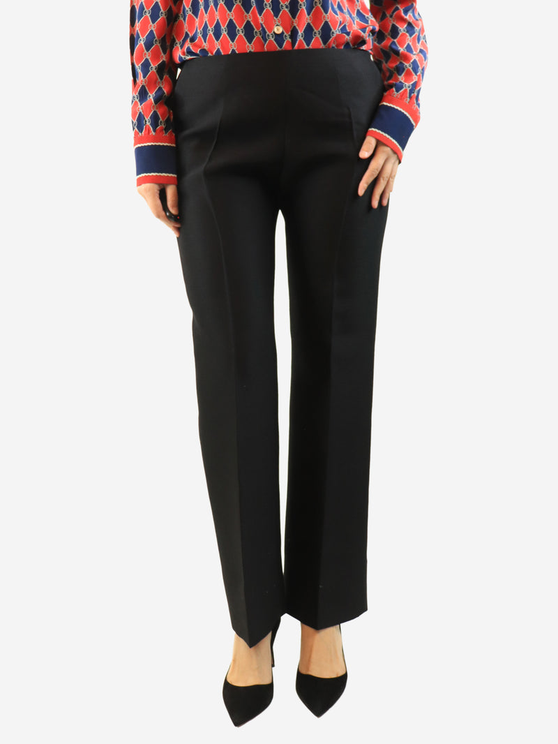 Black low-rise straight-leg trousers - size UK 10