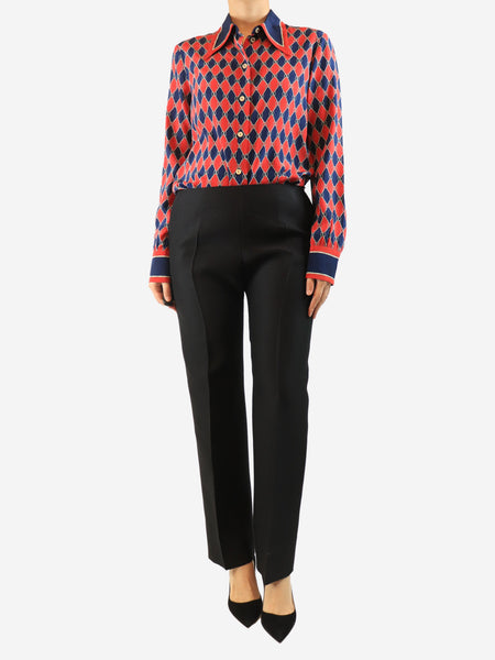 Black low-rise straight-leg trousers - size UK 10 alternate image