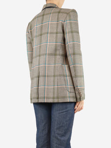 Victoria Beckham Neutral check double-breasted jacket - size UK 10