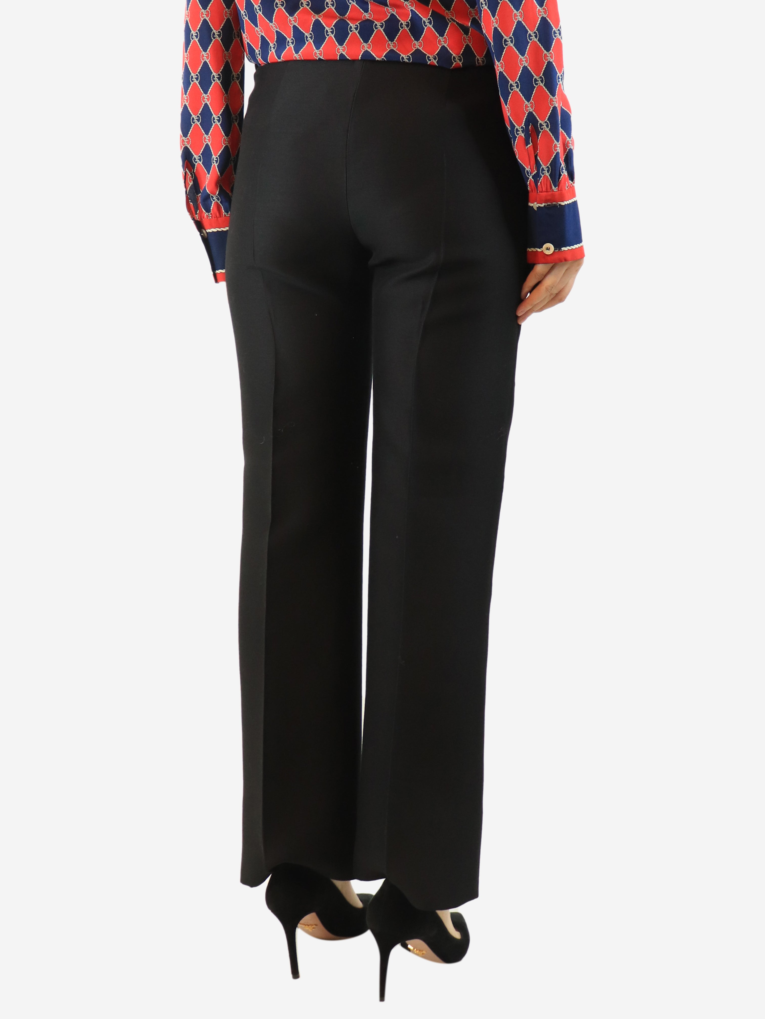 Black low-rise straight-leg trousers - size UK 10
