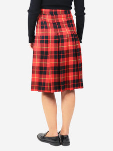Junya Watanabe x Comme Des Garçons Red check pleated midi skirt - size L