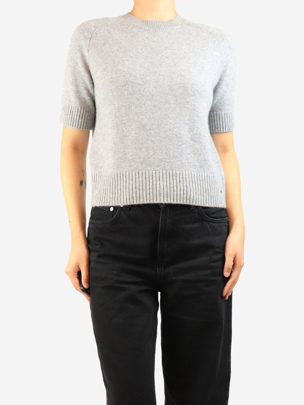 Light grey cashmere short sleeved top - size XS Knitwear Anine Bing 