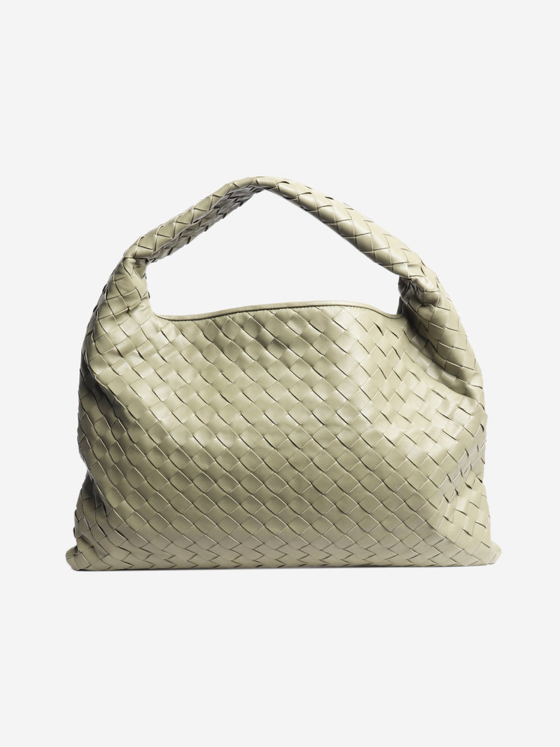 Sage green Hop Intrecciato leather shoulder bag