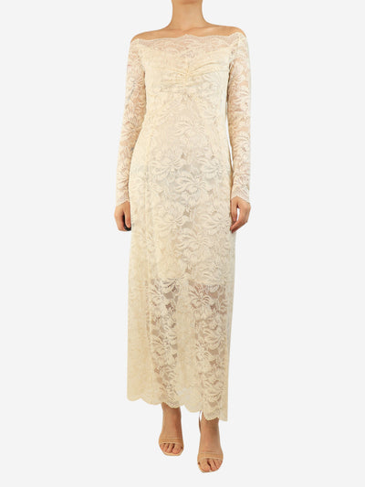 White off-shoulder lace maxi dress - size UK 10 Dresses Paco Rabanne 