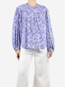 Isabel Marant Purple floral-printed silk top - size UK 10