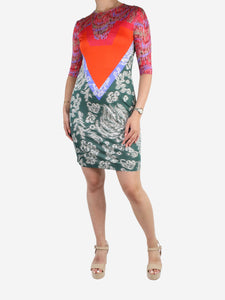 Peter Pilotto Multicolour printed bodycon silk midi dress - size UK 10
