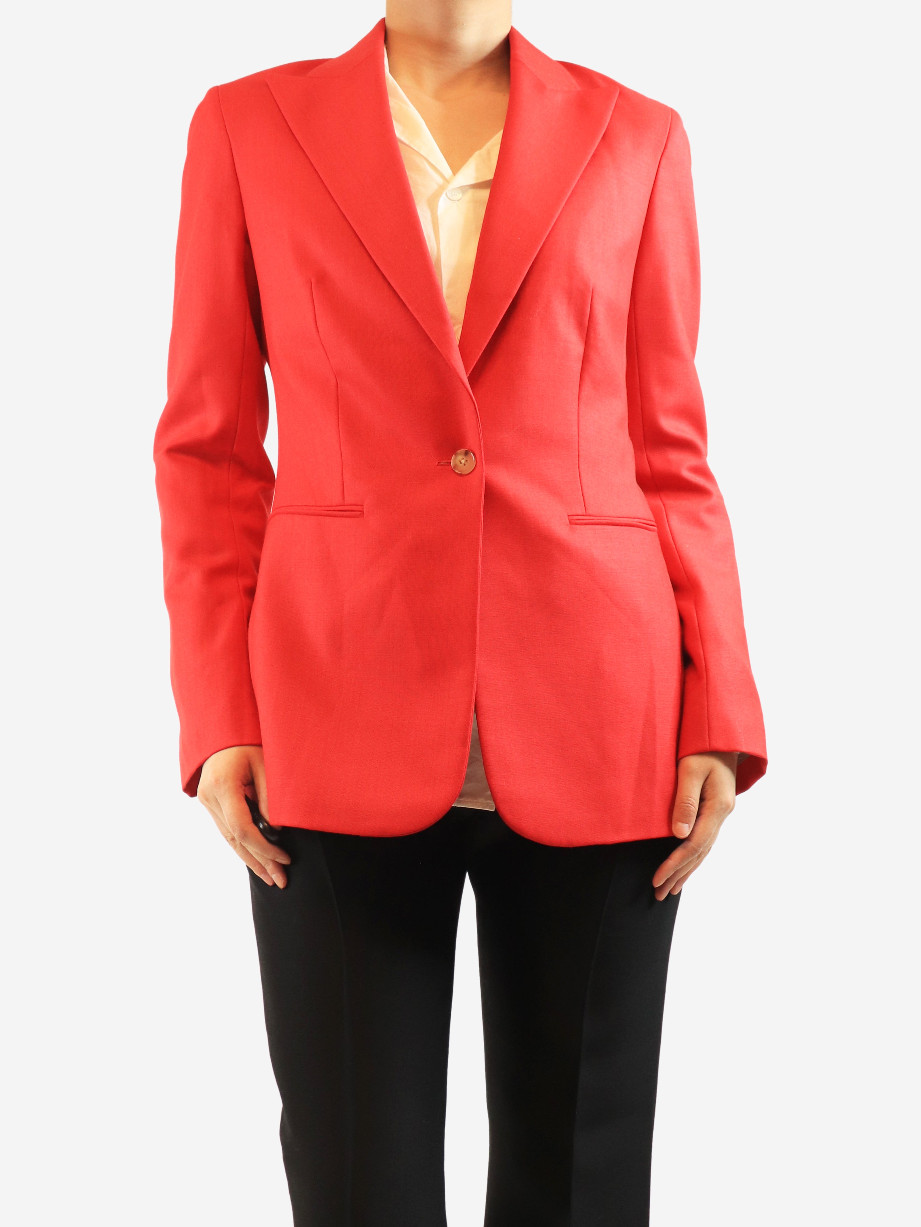 Red wool-blend blazer - size UK 12