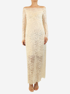 White off-shoulder lace maxi dress - size UK 10 Dresses Paco Rabanne 