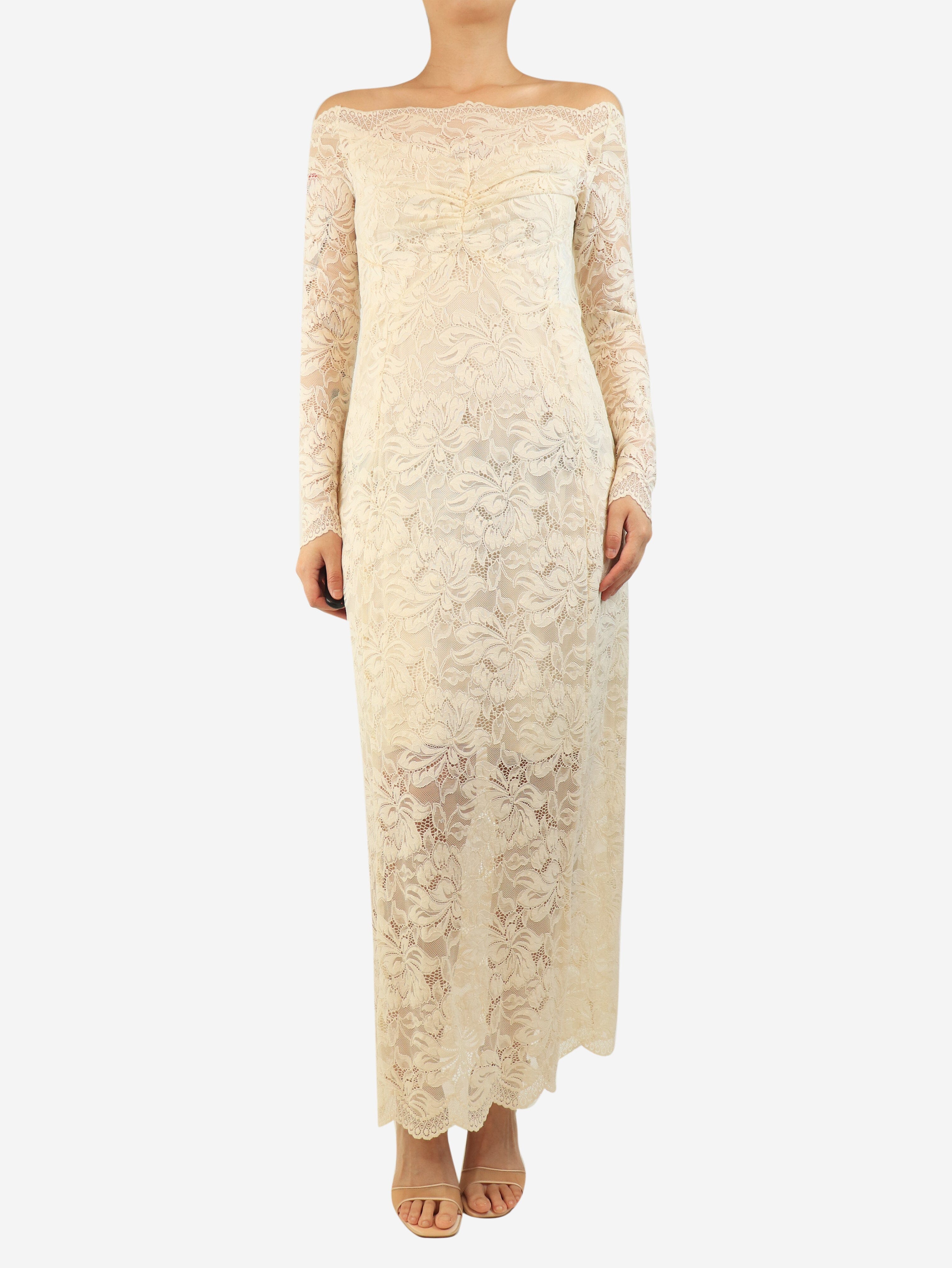 White off-shoulder lace maxi dress - size UK 10 Dresses Paco Rabanne 