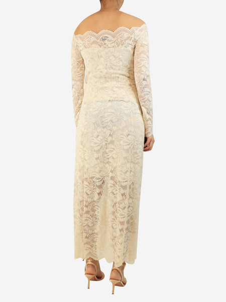 White off-shoulder lace maxi dress - size UK 10 alternate image