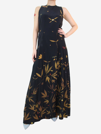 Black printed sleeveless silk dress - size UK 8 Dresses Mother of Pearl 