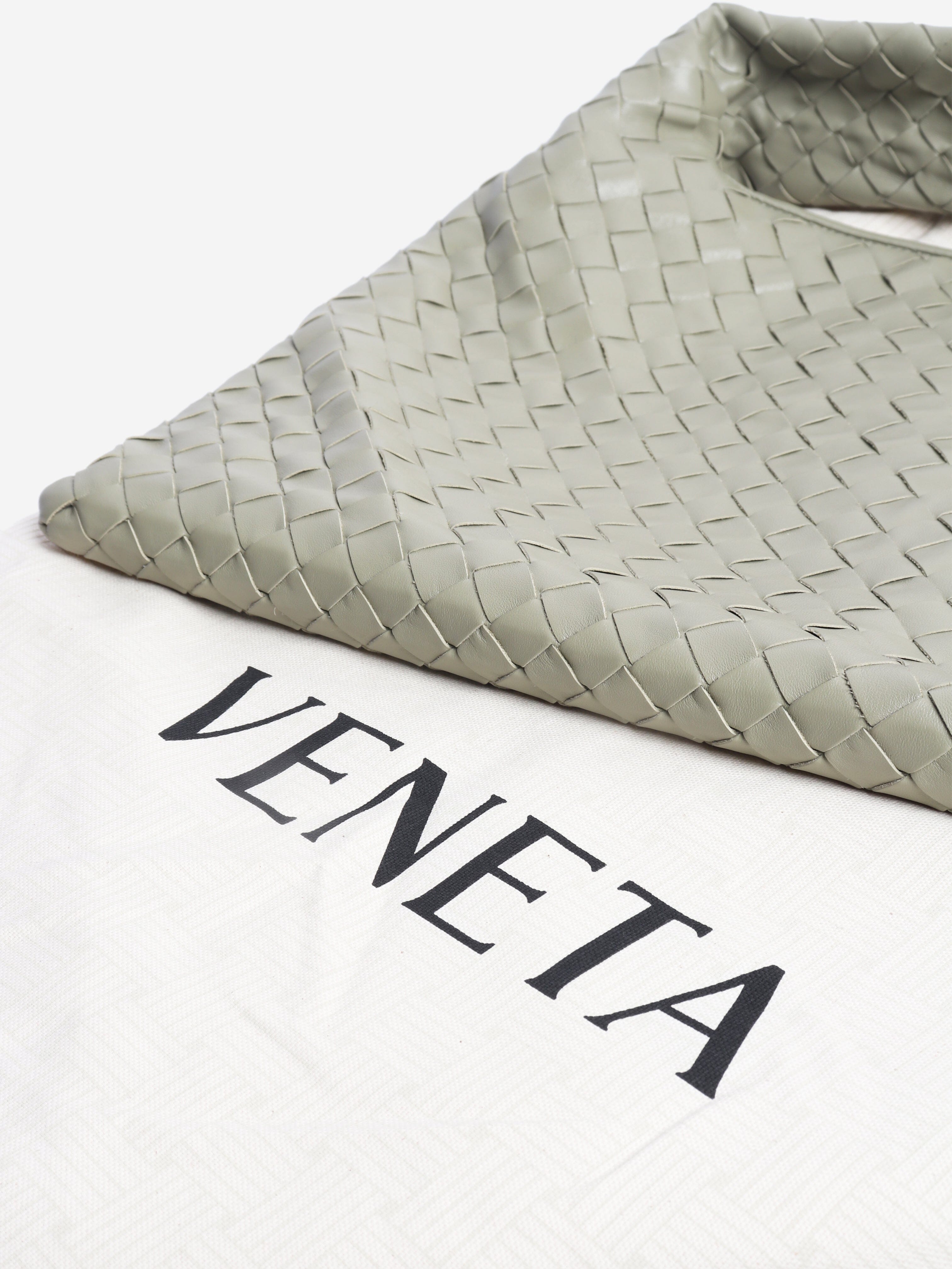 Sage green Hop Intrecciato leather shoulder bag