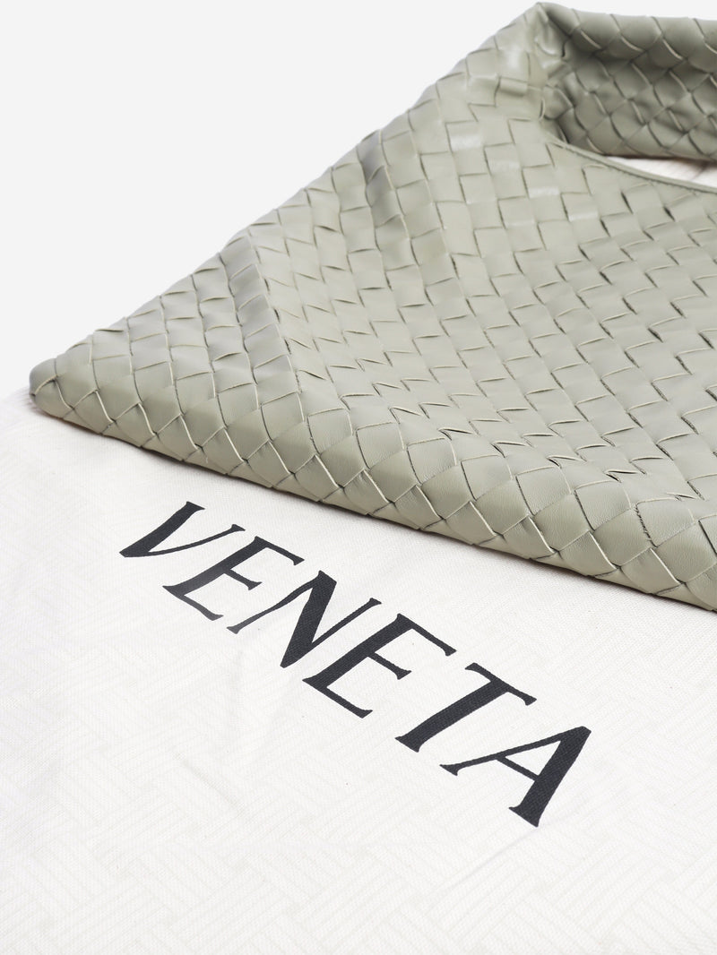 Sage green Hop Intrecciato leather shoulder bag