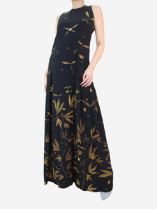 Mother of Pearl Black printed sleeveless silk dress - size UK 8