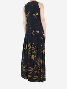 Mother of Pearl Black printed sleeveless silk dress - size UK 8
