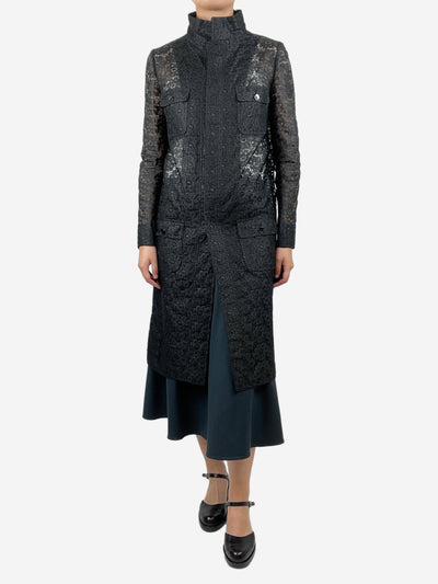 Black straight-fit lace coat - size UK 10 Coats & Jackets Dolce & Gabbana 