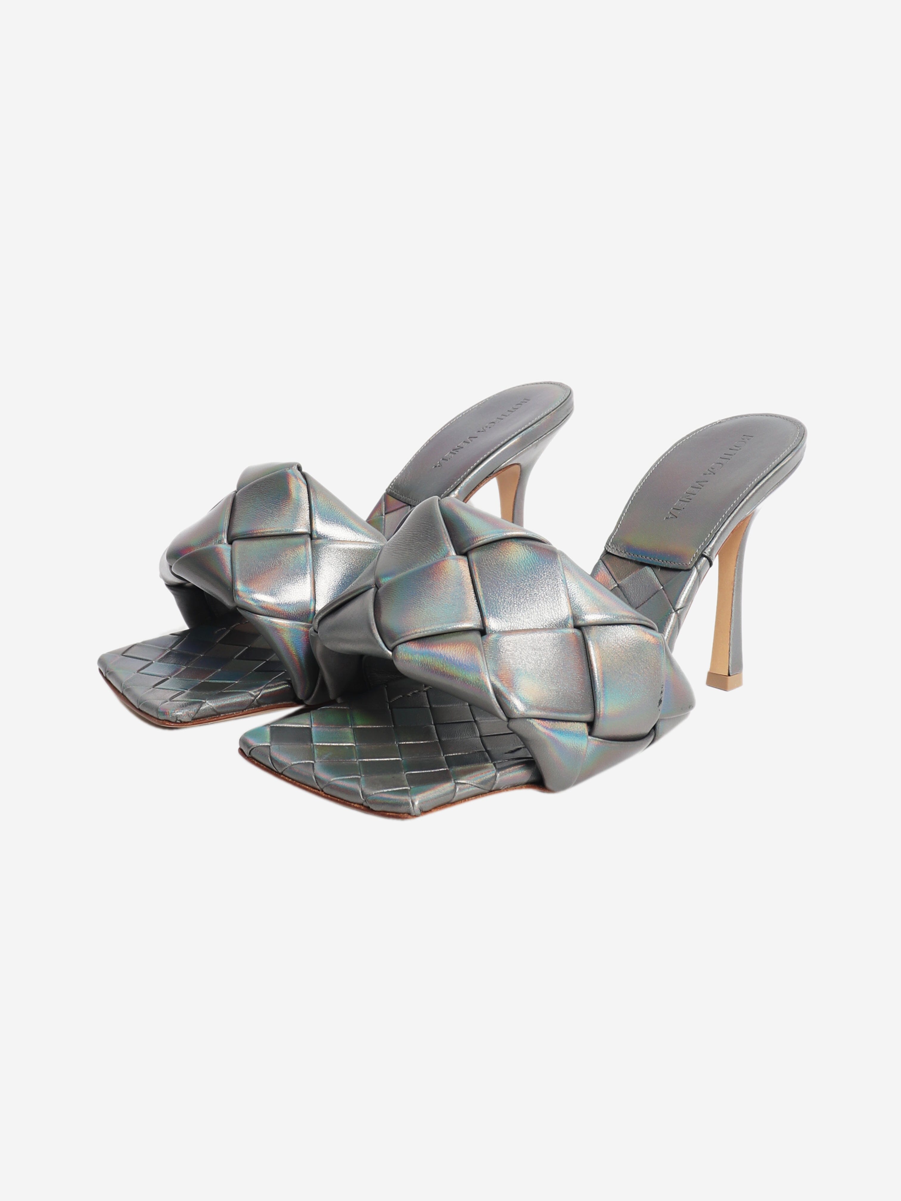 Grey holographic Intrecciato heels - size EU 39 Heels Bottega Veneta 