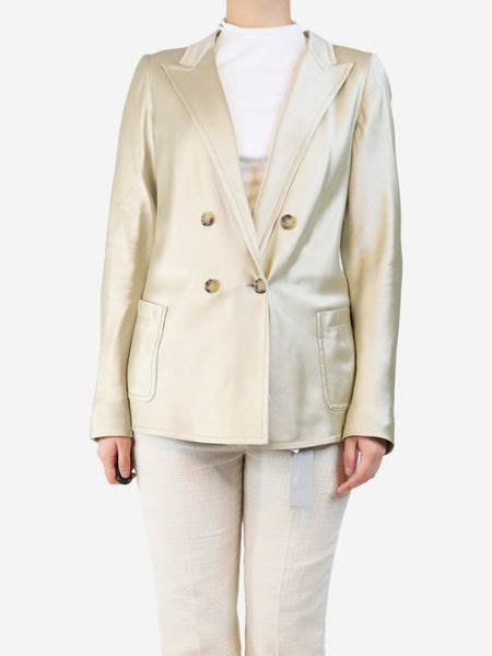 Neutral satin silk blazer - size UK 12 product image