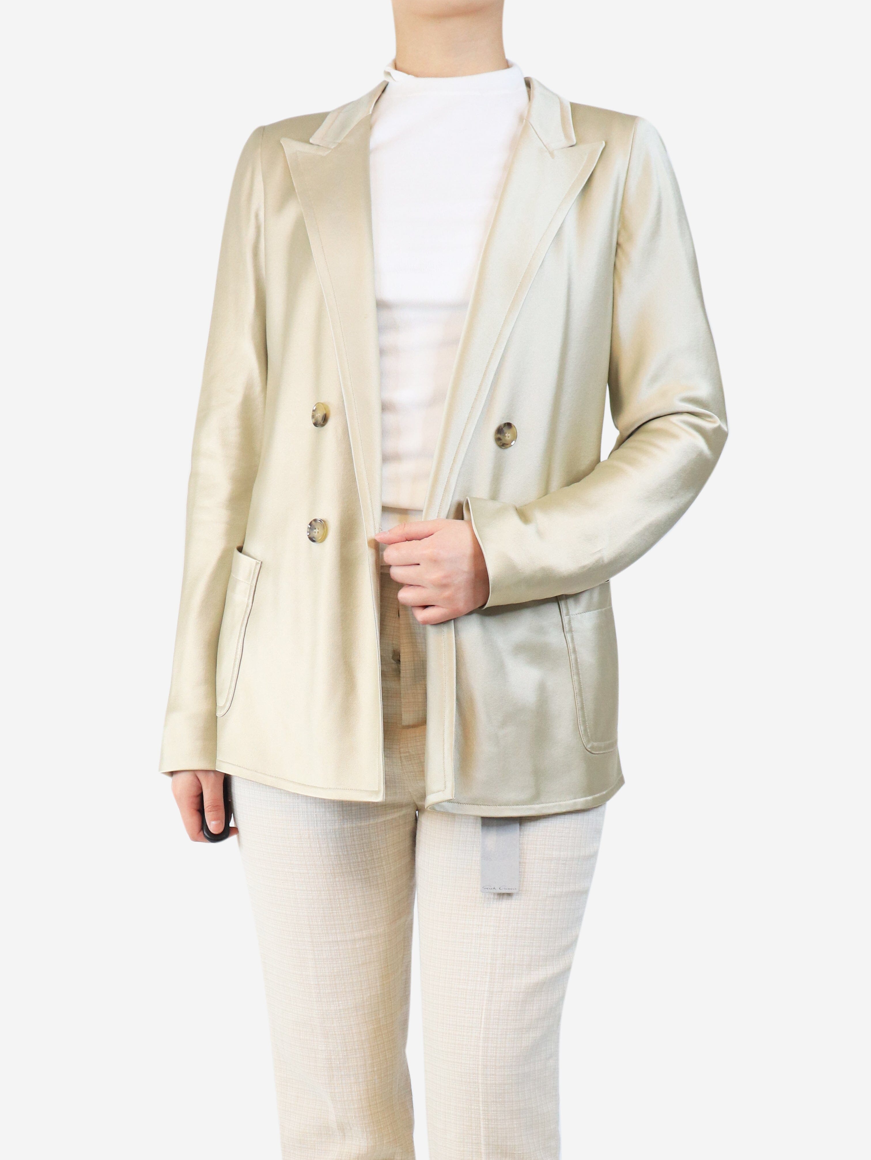 Neutral satin silk blazer - size UK 12 Coats & Jackets Max Mara 