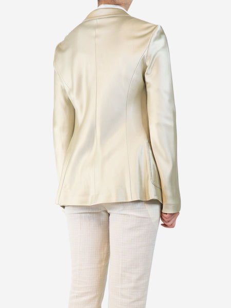 Neutral satin silk blazer - size UK 12 alternate image