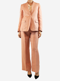 Pink linen two-piece suit set - size UK 8