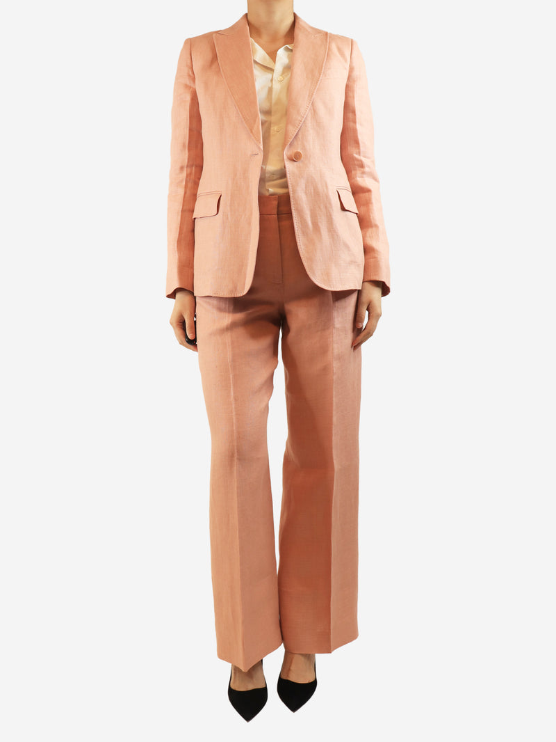 Pink linen two-piece suit set - size UK 8