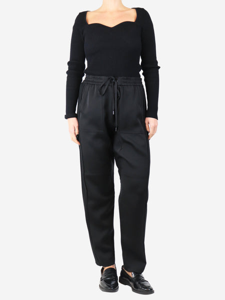 Black panel trousers - size UK 14 alternate image