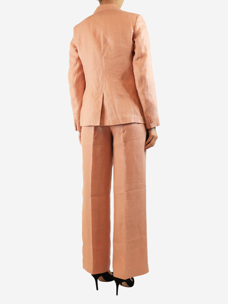 Pink linen two-piece suit set - size UK 8