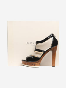 Jimmy Choo Black patent cork platform heels - size EU 38