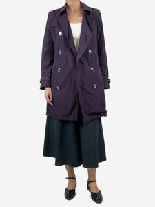 Burberry Purple double-breasted belted trench coat - size UK 12