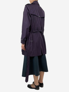 Burberry Purple double-breasted belted trench coat - size UK 12