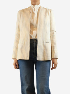 Cream stripe cotton blazer - size UK 8 Coats & Jackets By Malene Birger 