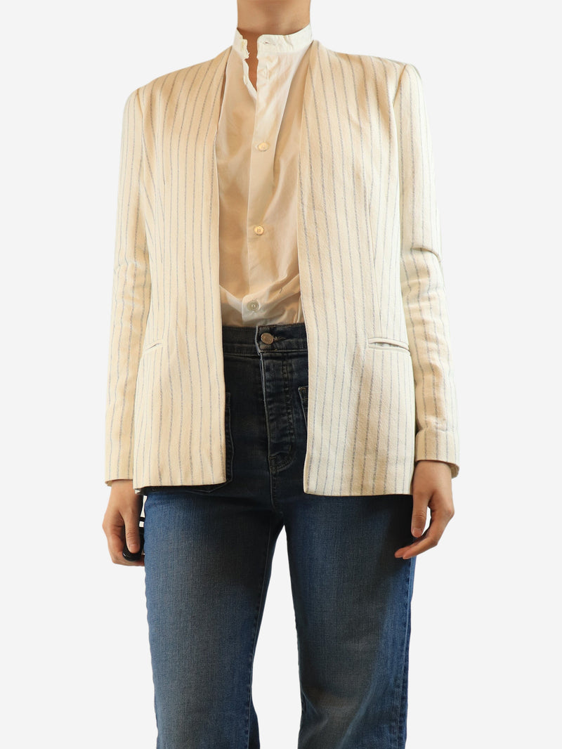 Cream stripe cotton blazer - size UK 8 Coats & Jackets By Malene Birger 