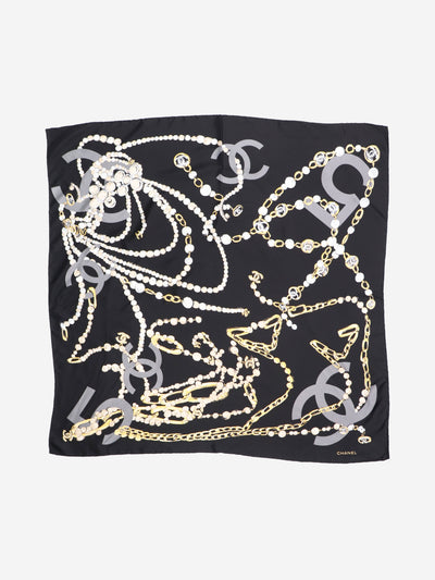 Black pearl printed silk scarf Scarves Chanel 