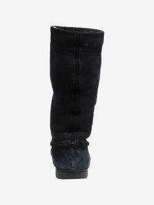 Chanel Navy blue suede shearling boots - size EU 38.5