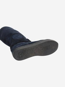 Chanel Navy blue suede shearling boots - size EU 38.5