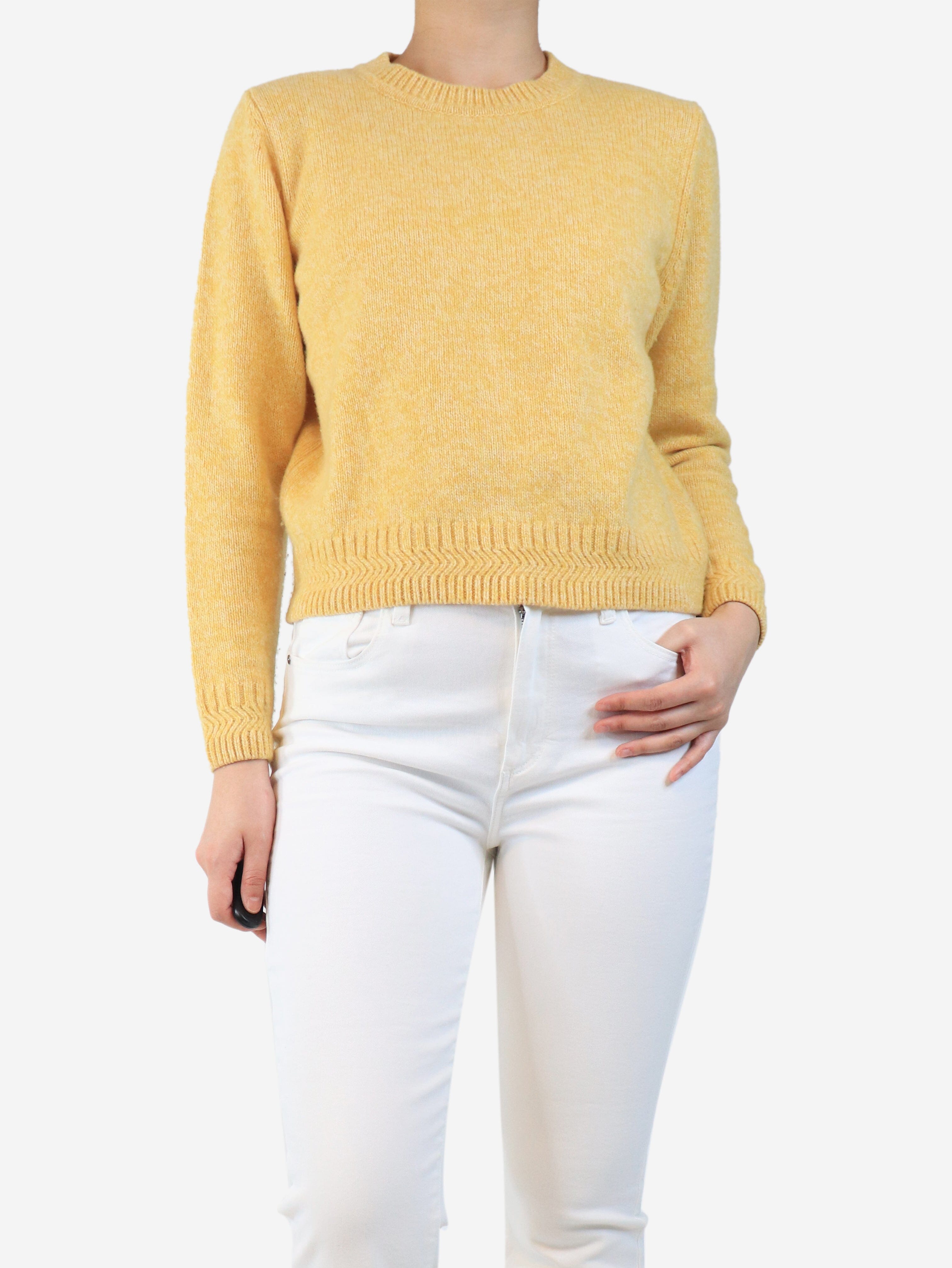 Yellow wool crewneck jumper - size S Knitwear Sessun 