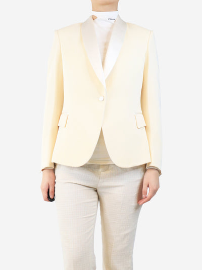 Butter yellow satin lapel blazer - size UK 14 Coats & Jackets Saint Laurent 