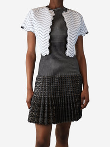 Alaia White scallop-trim cropped top - size UK 10