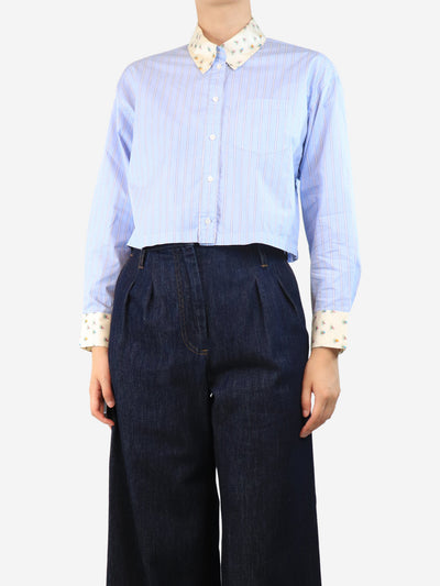 Blue cropped striped shirt - size UK 8 Tops Sandro 
