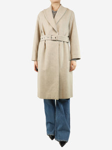 Brunello Cucinelli Neutral belted wool coat - size UK 8