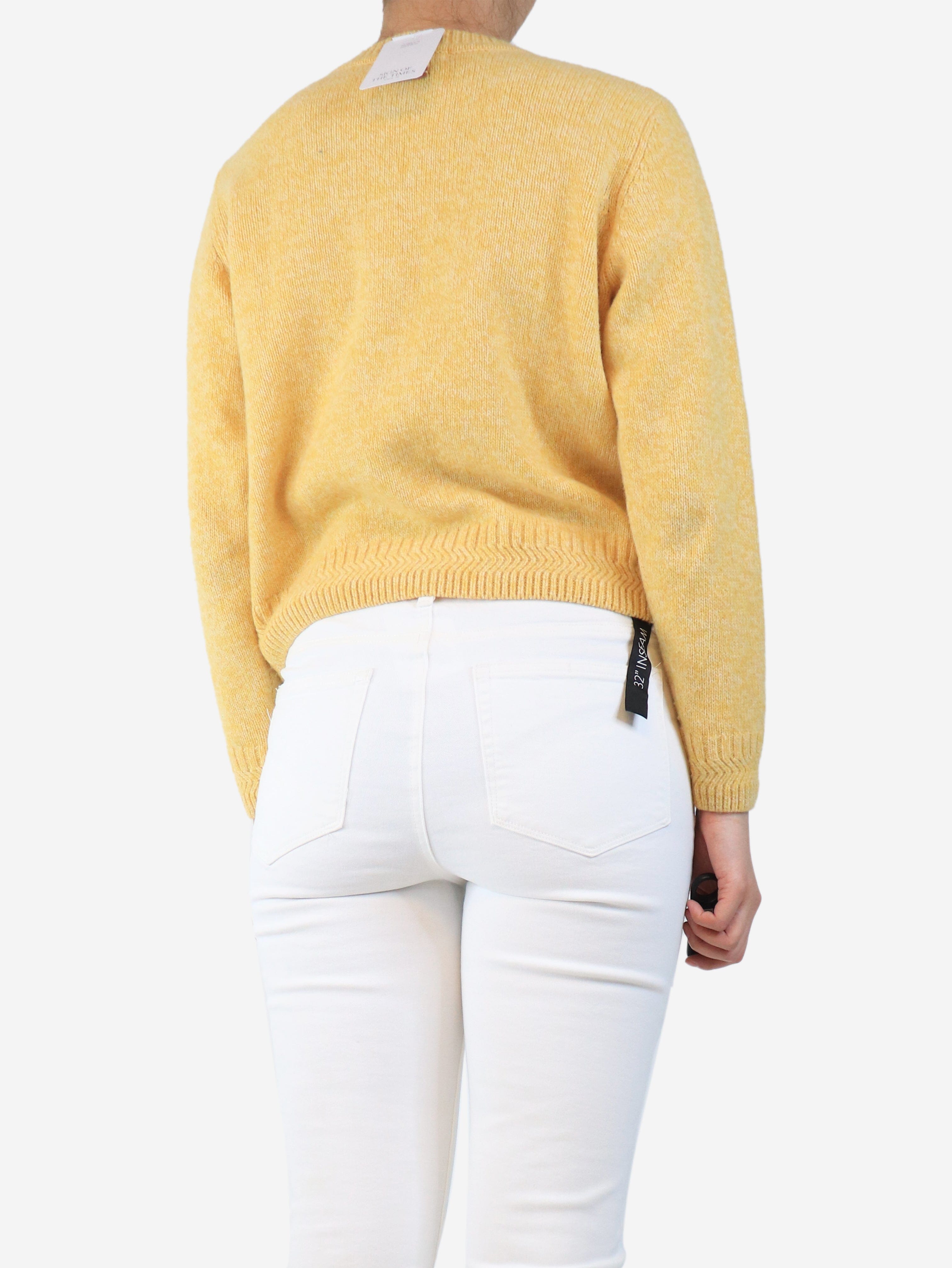 Yellow wool crewneck jumper - size S Knitwear Sessun 
