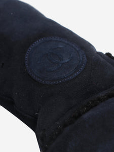 Chanel Navy blue suede shearling boots - size EU 38.5