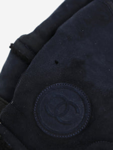 Chanel Navy blue suede shearling boots - size EU 38.5