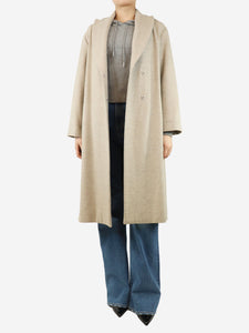 Brunello Cucinelli Neutral belted wool coat - size UK 8